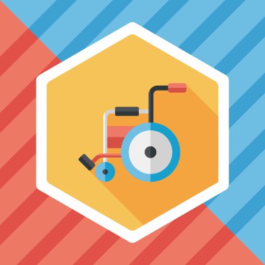 Tekerlekli sandalye ile uzun gölge, eps10 düz simgesi