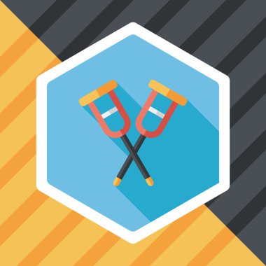 Koltuk değneği ile uzun gölge, eps10 düz simgesi