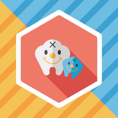 Diş düz stil ikonu ile uzun gölge, eps10