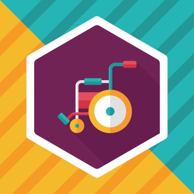 Tekerlekli sandalye ile uzun gölge, eps10 düz simgesi