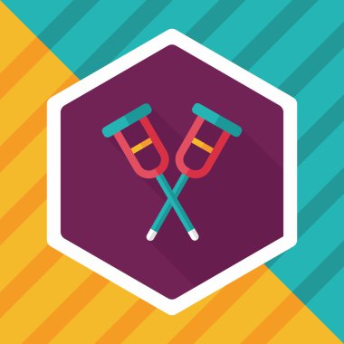 Koltuk değneği ile uzun gölge, eps10 düz simgesi