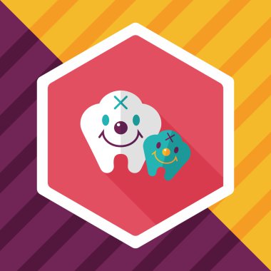 Diş düz stil ikonu ile uzun gölge, eps10