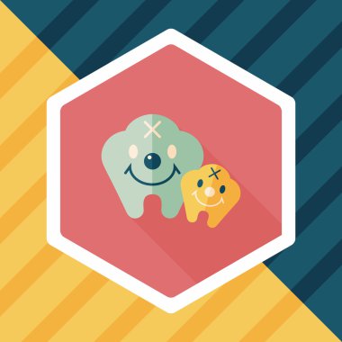 Diş düz stil ikonu ile uzun gölge, eps10