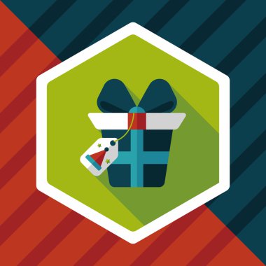 Noel hediye düz simgesi ile uzun gölge, eps10