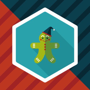 Zencefilli kurabiye adam düz simgesi ile uzun gölge, eps10