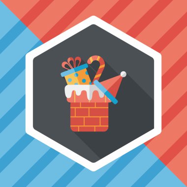 Noel hediyeleri düz simgesi ile uzun gölge, eps10