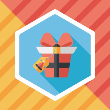 Noel hediye düz simgesi ile uzun gölge, eps10