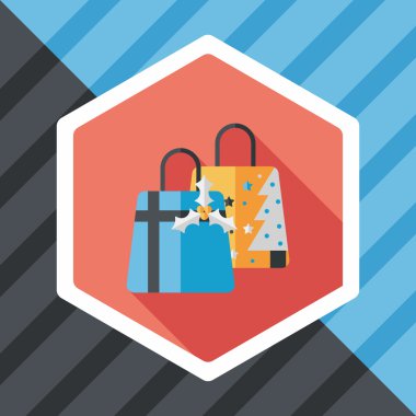 Noel hediye düz simgesi ile uzun gölge, eps10