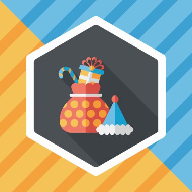 Noel hediye düz simgesi ile uzun gölge, eps10