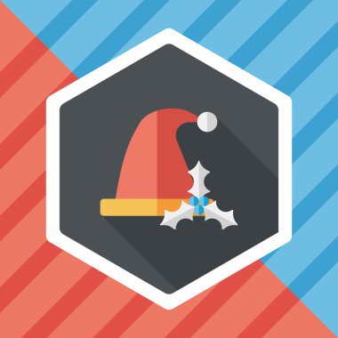 Uzun Gölge, eps10 ile Noel şapka düz simgesi