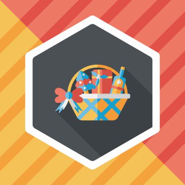 Boże Narodzenie prezent kosz płaski ikona z długim cieniem, eps10