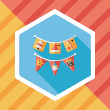 Uzun Gölge, eps10 ile Noel bayrakları düz simgesi