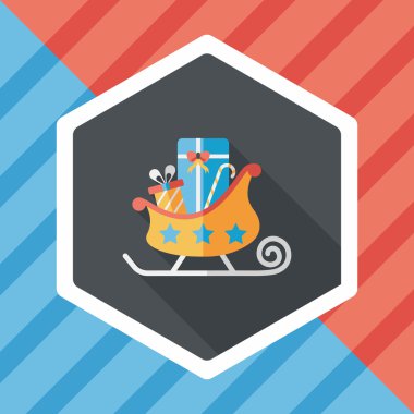 Uzun Gölge, eps10 ile Noel kızak hediye düz simgesi