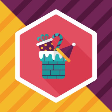 Noel hediyeleri düz simgesi ile uzun gölge, eps10