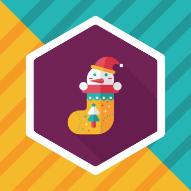 calcetín de Navidad icono plana con sombra, eps10