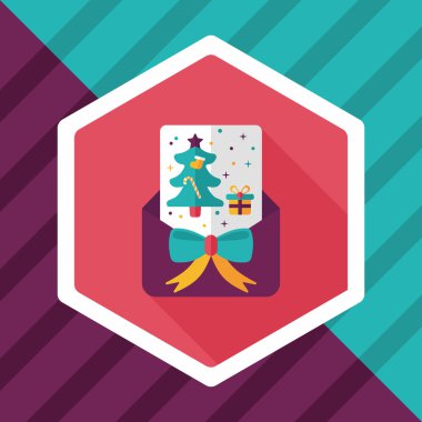 Noel kartı düz simgesi ile uzun gölge, eps10