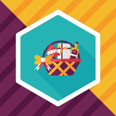 Boże Narodzenie prezent kosz płaski ikona z długim cieniem, eps10