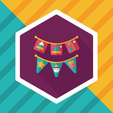 Uzun Gölge, eps10 ile Noel bayrakları düz simgesi