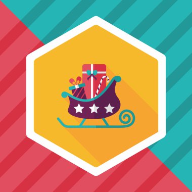 Uzun Gölge, eps10 ile Noel kızak hediye düz simgesi