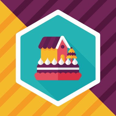 Noel kek düz simgesi ile uzun gölge, eps10