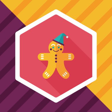 Zencefilli kurabiye adam düz simgesi ile uzun gölge, eps10