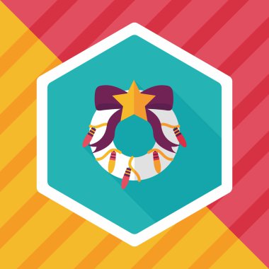 Uzun Gölge, eps10 ile Noel holly çelenk düz simgesi