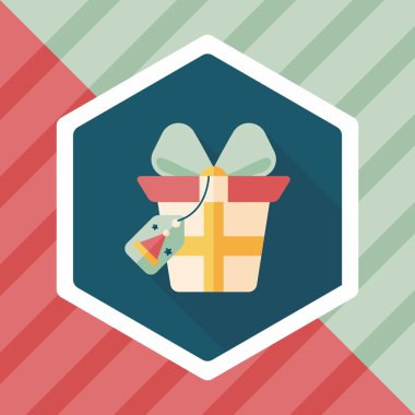 Noel hediye düz simgesi ile uzun gölge, eps10