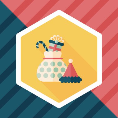 Noel hediye düz simgesi ile uzun gölge, eps10