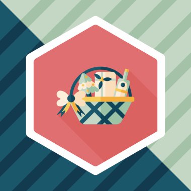 Boże Narodzenie prezent kosz płaski ikona z długim cieniem, eps10