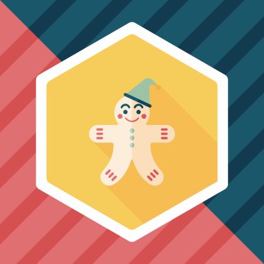 Zencefilli kurabiye adam düz simgesi ile uzun gölge, eps10