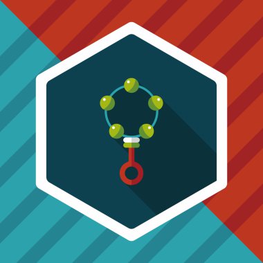 Bebek çıngırağı düz simgesi ile uzun gölge, eps10