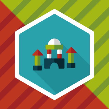 uzun gölge ile tuğla ev düz simgesi