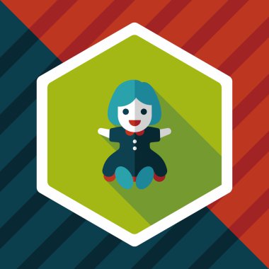 Uzun Gölge, eps 10 ile kız bebek oyuncak düz simgesi