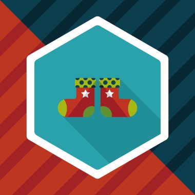 calcetín de Navidad icono plana con sombra, eps10