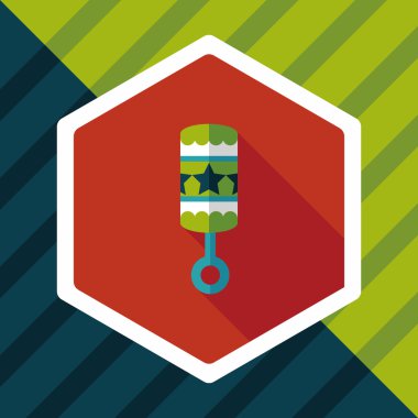 Bebek çıngırağı düz simgesi ile uzun gölge, eps10