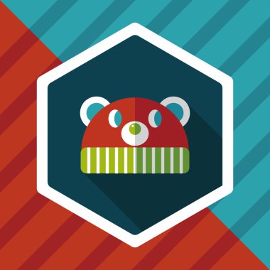 Bebek şapka düz simgesi ile uzun gölge, eps10