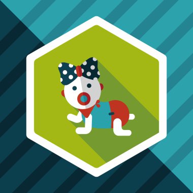 Bebek çıngırağı düz simgesi ile uzun gölge, eps10