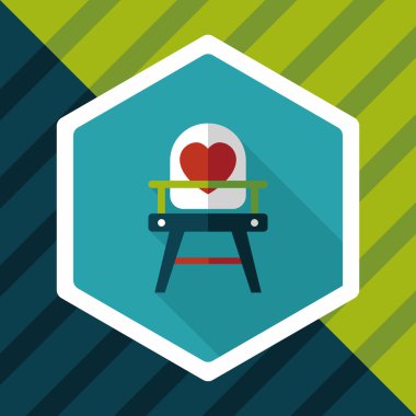 bebek sandalyesi düz simgesi ile uzun gölge, eps10