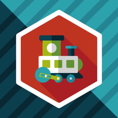 Tren oyuncak uzun gölge, eps 10 düz simgesiyle