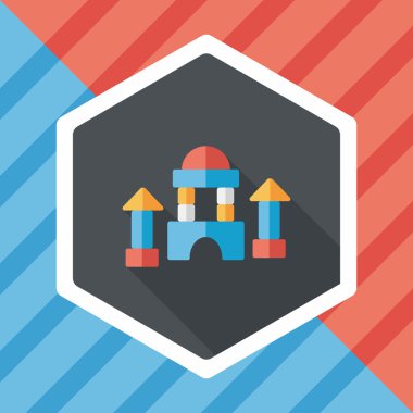 uzun gölge ile tuğla ev düz simgesi