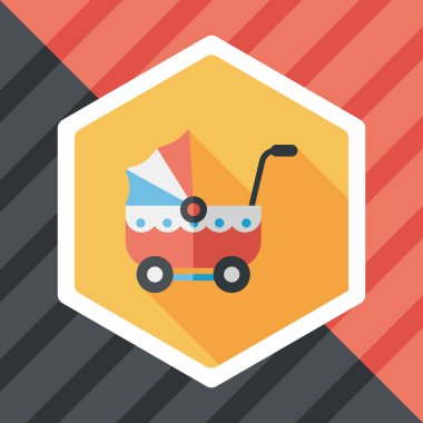 çocuk arabası düz simgesi ile uzun gölge, eps10