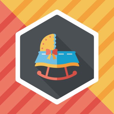 Bebek beşik yatak düz simgesiyle uzun gölge, eps10