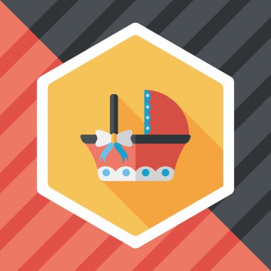 Bebek beşik yatak düz simgesiyle uzun gölge, eps10