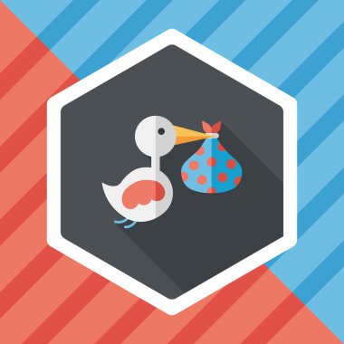 kuş ve bebek düz simgesi ile uzun gölge, eps10