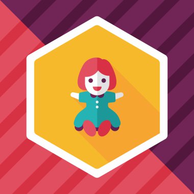 Uzun Gölge, eps 10 ile kız bebek oyuncak düz simgesi