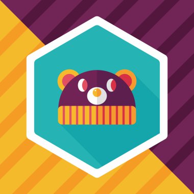 Bebek şapka düz simgesi ile uzun gölge, eps10