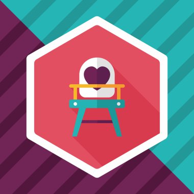 bebek sandalyesi düz simgesi ile uzun gölge, eps10