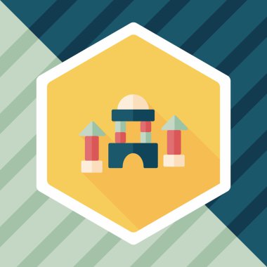 uzun gölge ile tuğla ev düz simgesi