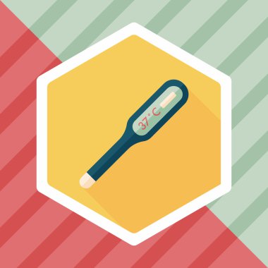 medikal termometre ile uzun gölge düz simgesi