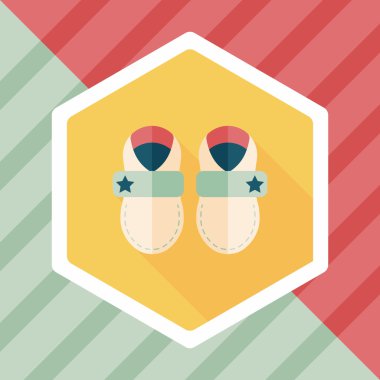 uzun gölge ile bebek patik düz simgesi